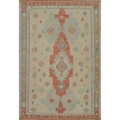Hand Woven Southwestern Wool Beige Geometric Area Rug - 12' 9'' X 9' 9''