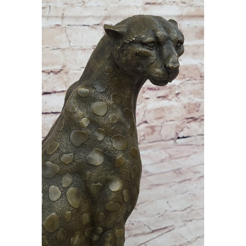 Hot Cast Bronze Guardian Cheetah Leopard Sculpture Statue Figure Decor