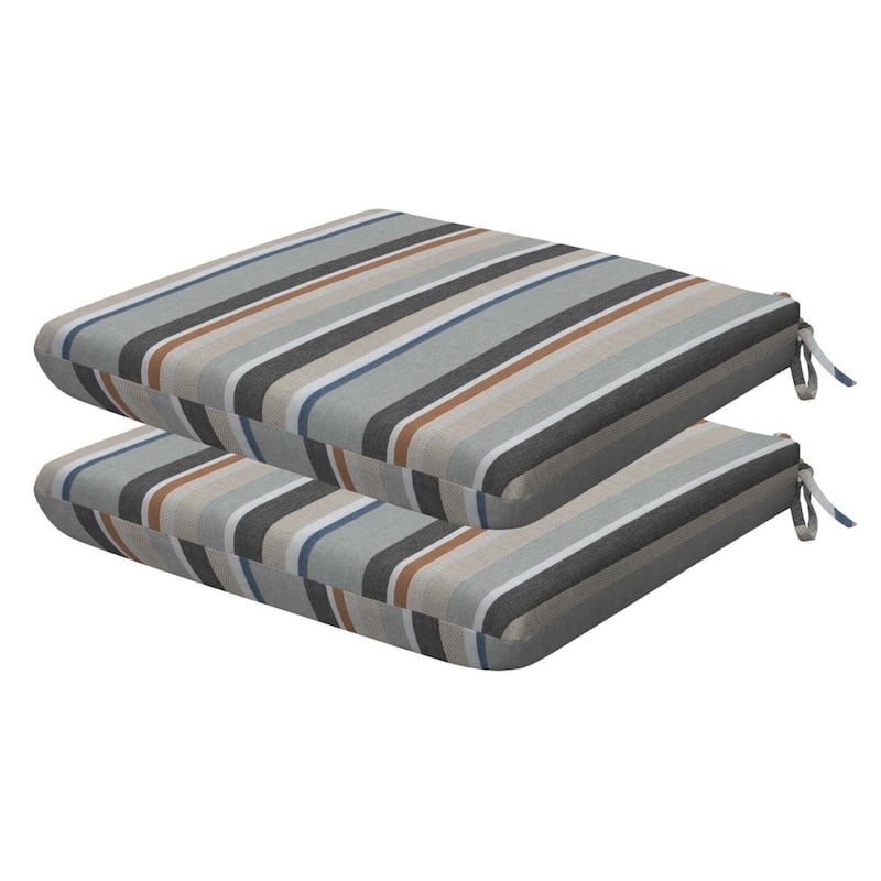 Outdoor Universal Seat Cushion (2-Pack) - 18" wide x 17.5" deep x 2.5" thick - Stripe Stone Beige