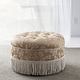preview thumbnail 57 of 90, Yolanda 25" Tufted Round Footstool Ottoman with Rope Fringe