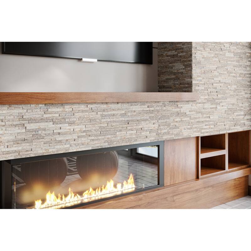 Slender Strip 3 in. x 12 in. Panel and 3 in. x 12 in. Corner Marble Wall Tile