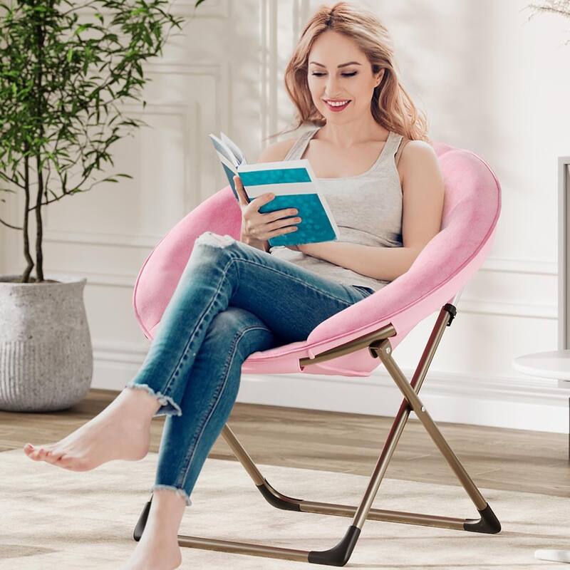 Foldable Comfy Plush Saucer Chair for Adults for Bedroom, Dorm, Gaming, Small Spaces