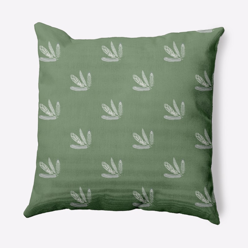 Feather Pattern Decorative Throw Pillow - Muted Green - 26" x 26"