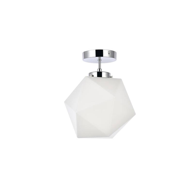 Lance 1 Light White Glass Flush Mount - 9.8 Inch
