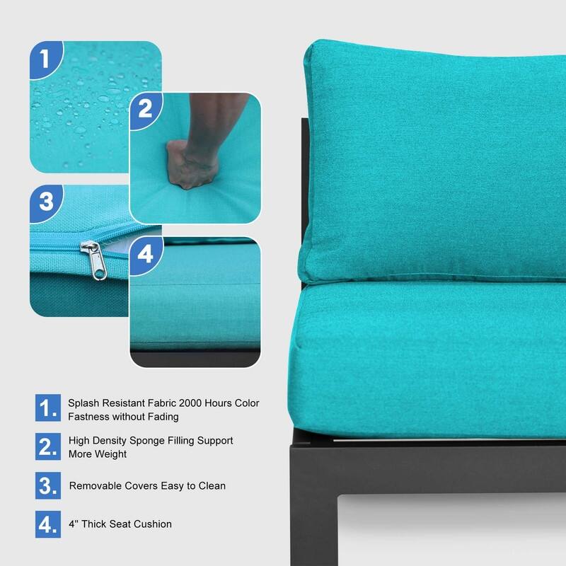 FINCATI Aluminum Outdoor Patio Furniture Conversation Sectional Sofa Set
