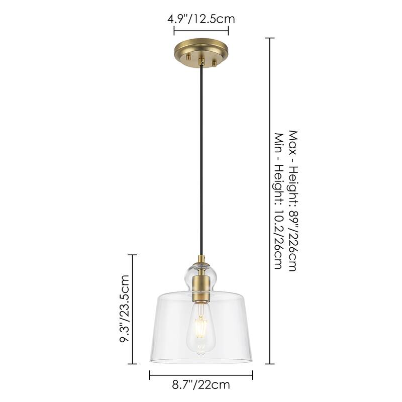 8.7" 1-Light Modern Mini Chrome/Gold/Matte Black Clear Glass Pendant Light for Kitchen Island Dining Room