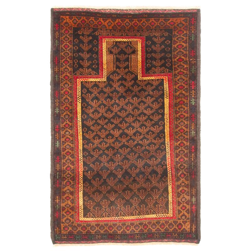 ECARPETGALLERY Hand-knotted Teimani Black Wool Rug - 2'9 x 4'6