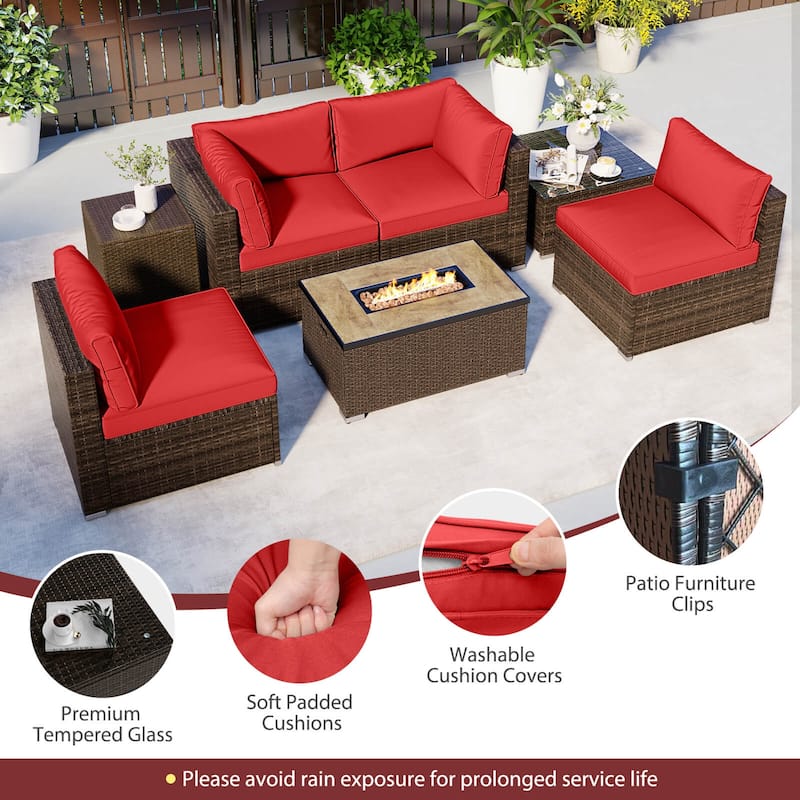 Costway 7 Pieces Outdoor Furniture Set with 32" Fire Pit Table and - See Details