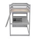 preview thumbnail 6 of 10, Stylish Loft Gray Twin Bed with Slanted Ladder, Desk Shelves, 2 Drawer