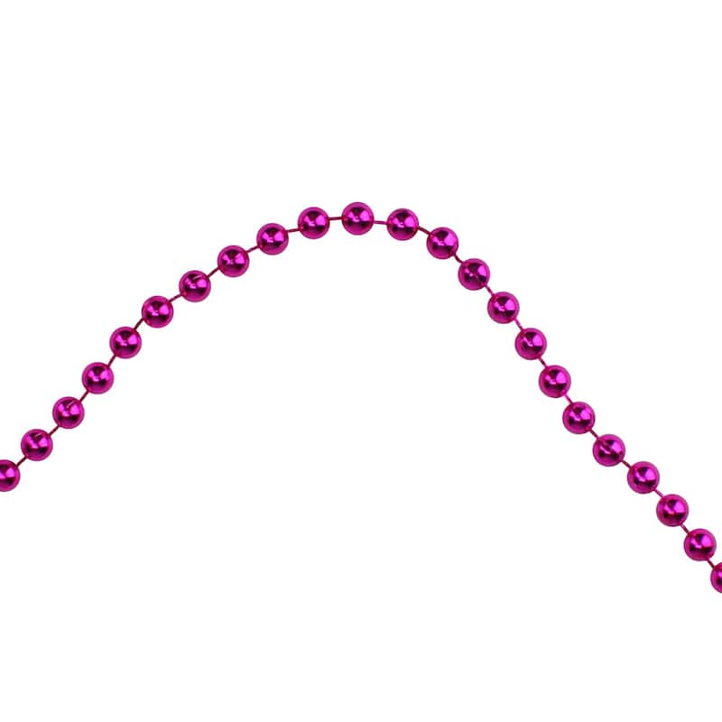 15'x0.25" Shiny Metallic Pink Beaded Artificial Christmas Garl - Unlit