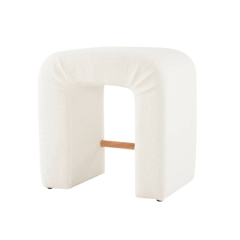 Set of 2 White Boucle Counter Stools, 24" Modern Accent Chairs for Kitchen Island & Dining