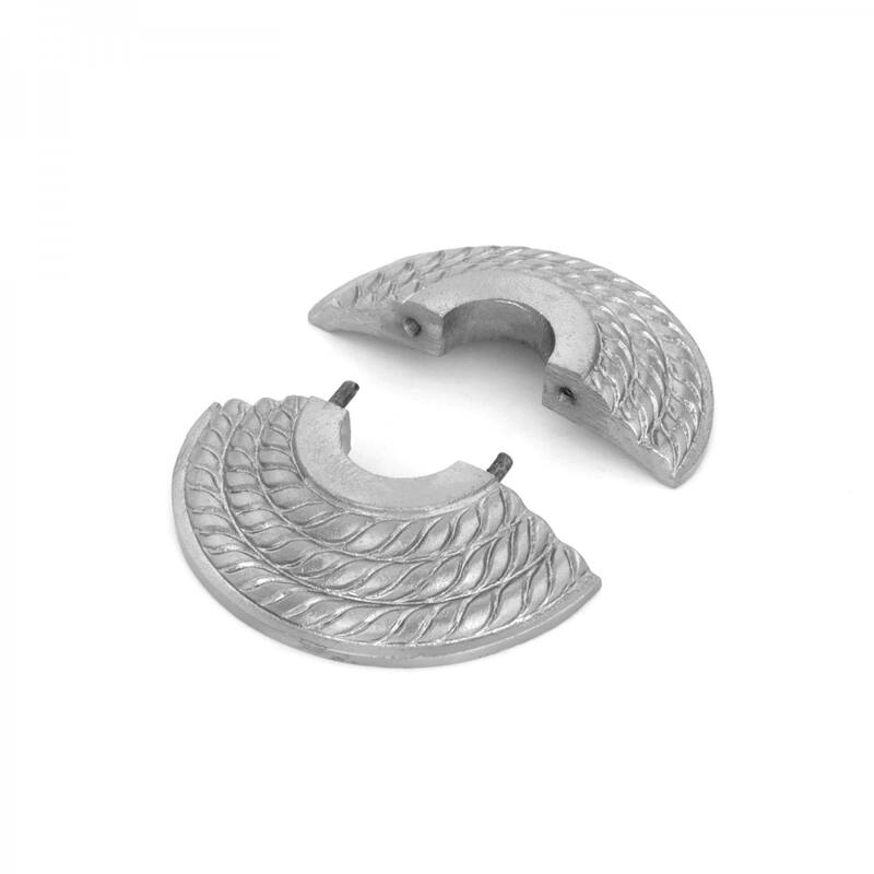 Satin Finish Aluminum Radiator Flange Triple Roped Style 1/2" (IPS) 0.8" ID - 3.13" OD Renovators Supply