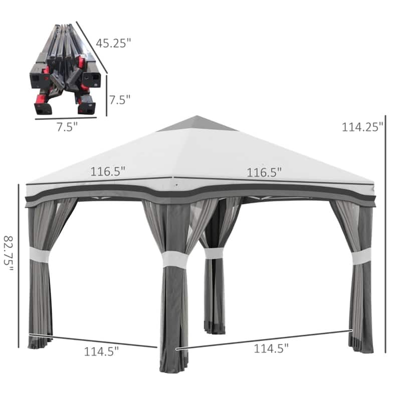 Steel Polyester Pop-Up Outdoor Gazebo Three-level Adjustable Legs - 114.5" L x 114.5" W x 114.25" H