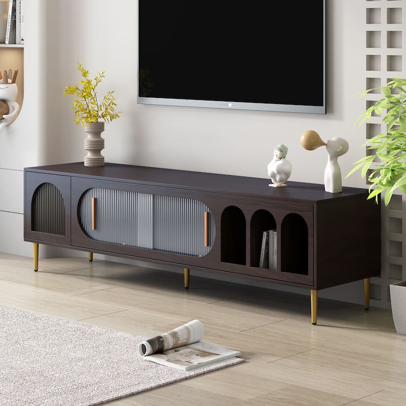 Modern TV Stand with 3 Shelves and 2 Cabinets