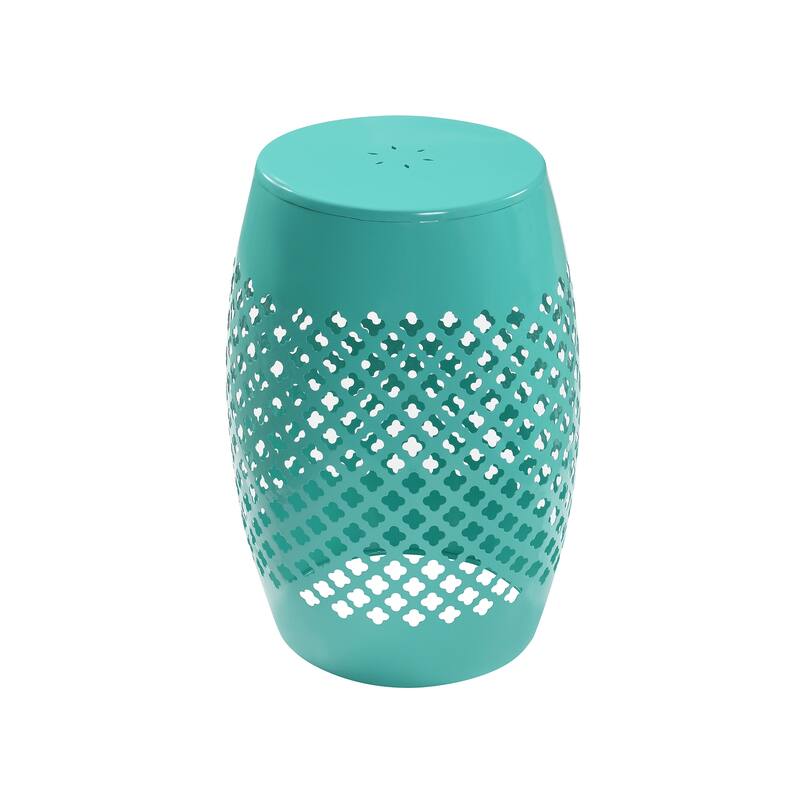 12" Modern Indoor/Outdoor Round Openwork Metal Green Side Table - 12" L x 12" W x 16.7" H