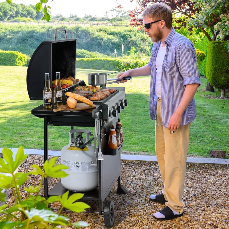 Royal Gourmet 4-Burner Gas Grill with Side Burner&Front Spice Rack