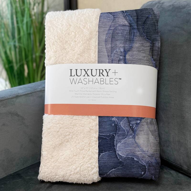 Premium Machine Washable Abstract Contemporary Sherpa Throw Blanket