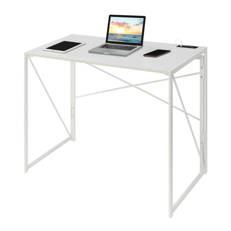 Convenience Concepts Xtra Folding Desk with 2 Outlets and 2 USB Ports