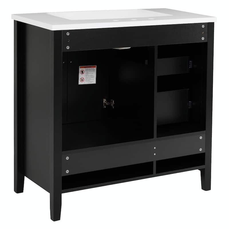 36-Inch Bathroom Vanity with Sink, One Cabinet with Soft-Closing Doors, 4 Soft-Closing Drawers