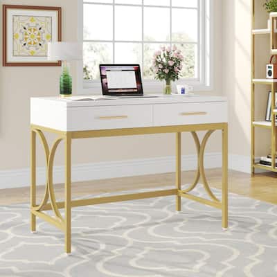 Computer Desk with 2 Drawers, 41'' Modern Home Office Writing Desk