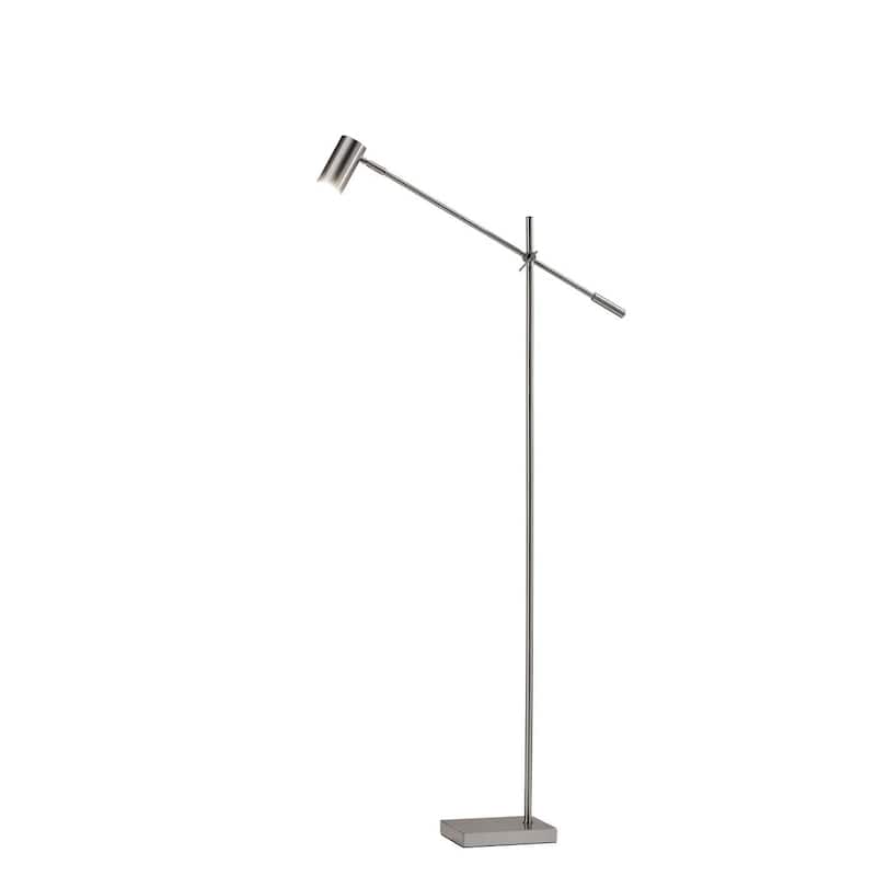 Brushed Steel Metal Floor Lamp Tilt Arm LED Task Light