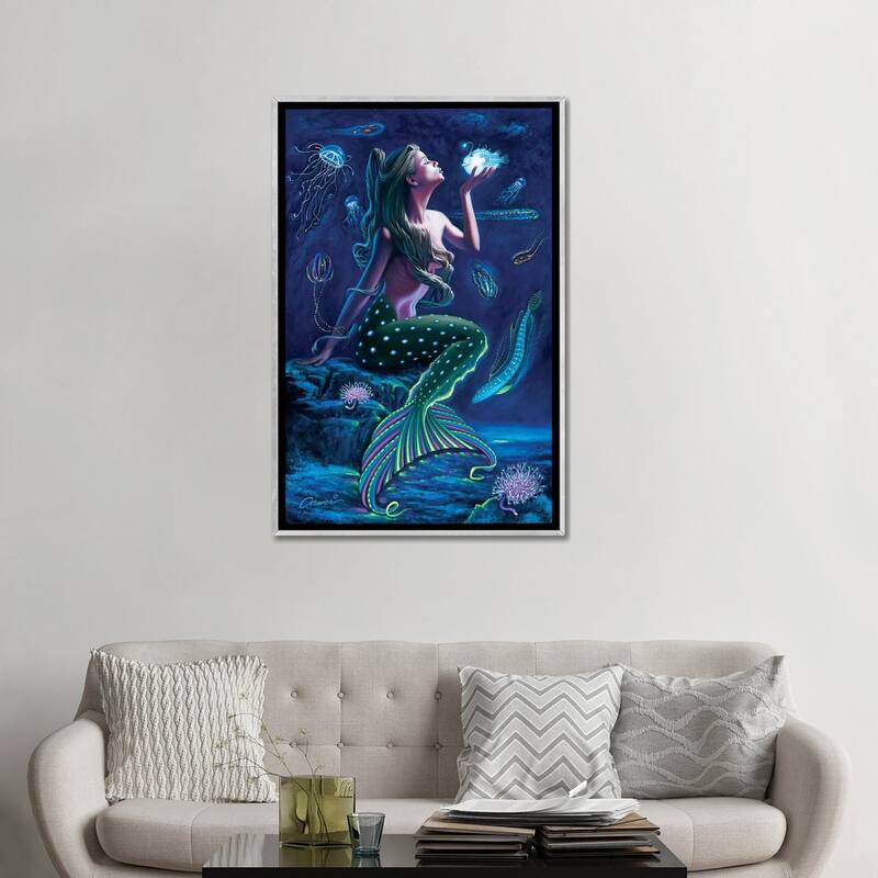 iCanvas "Bioluminescent Mermaid" by Wil Cormier Framed