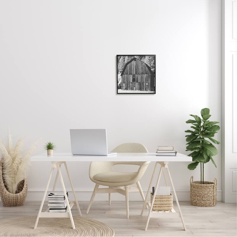 Stupell Rustic Rural Barn Black & White Farm Photography Framed Wall Art, Design by Daphne Polselli