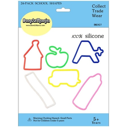 24 Pack School Silly Shaped Rubber Bands by BandzMania - Multi-Color