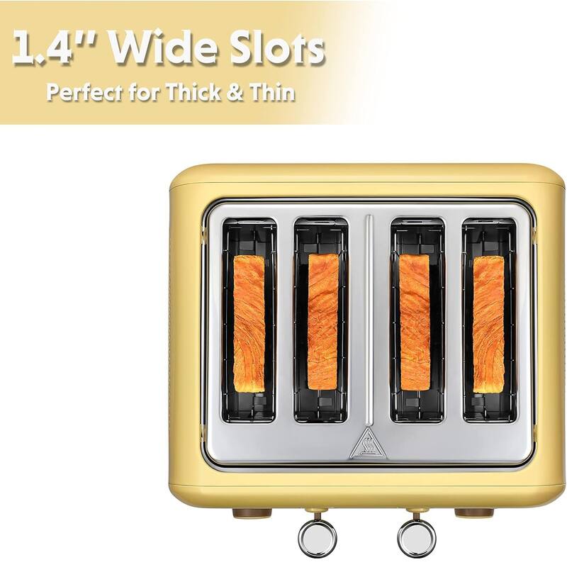 BUYDEEM 4-Slice Stainless Steel Toaster with Extra Wide Slots,7-Shade Settings