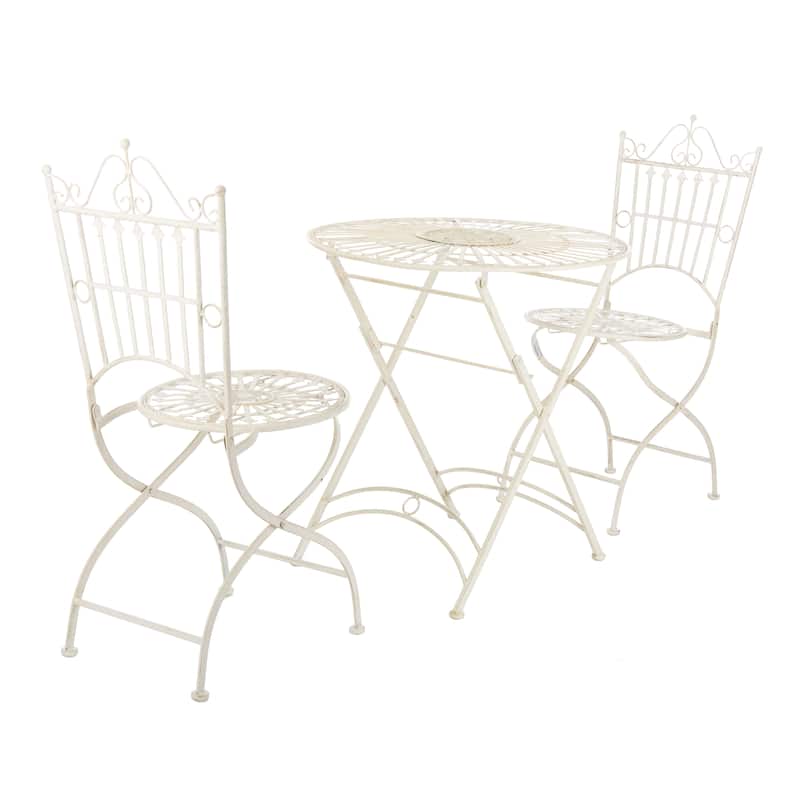 SAFAVIEH Outdoor Saige Victorian Iron 3-Piece Bistro Set - 28Wx28Dx38H