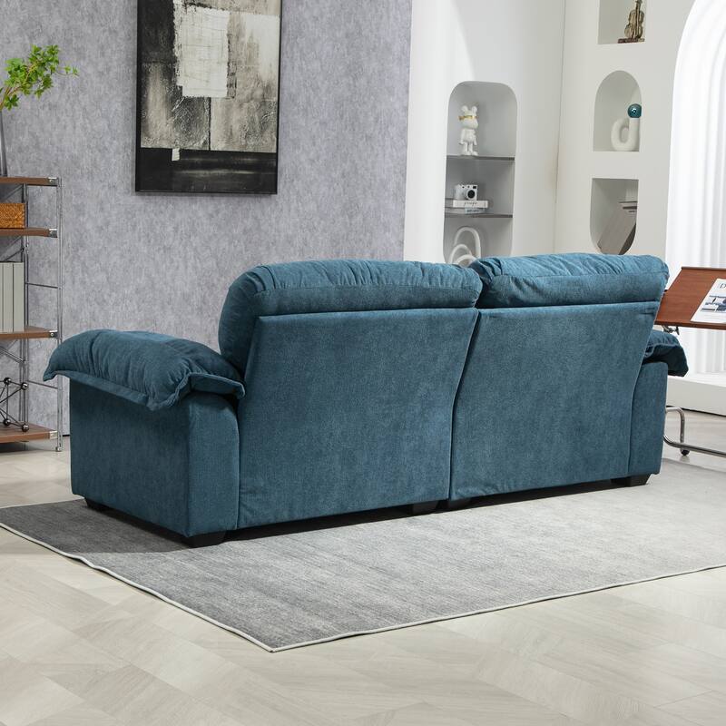 Small Sofa Loveseat Deep Seat Sofa Couch with 2 Throw Pillows, 2-Seater Settee with Pillow Top Armrests