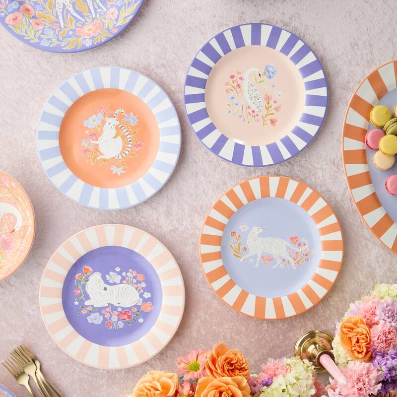 Certified International Menagerie 11" Dinner Plates, Set of 4 Assorted Designs - 11.00"L x 11.00"W x 1.00"H