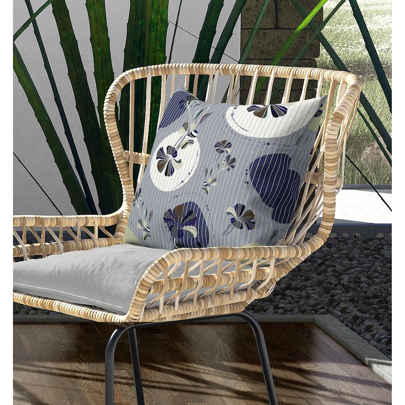 Circular Garden Indoor/Outdoor Reversible Throw Pillow Gray and Blue