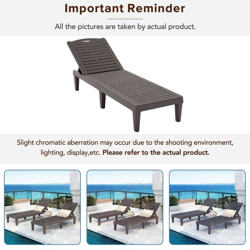 Modern 2-piece Outdoor Chaise Lounges with Adjustable Backrest (Set of 2)