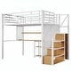 preview thumbnail 27 of 30, Full Size Metal Loft Bed with Wardrobe, Desk, Storage Shelves