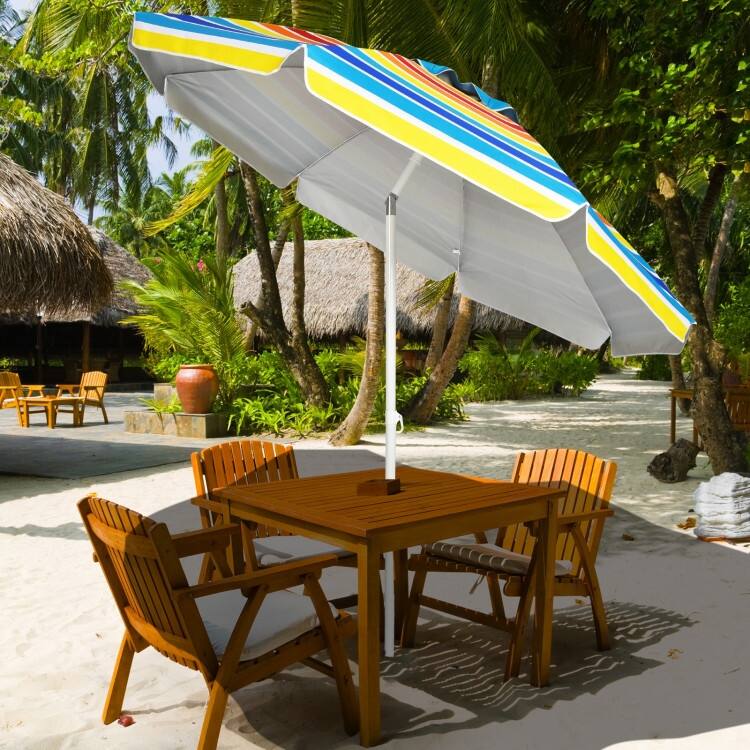 7.2 FT Portable Beach Umbrella with Sand Anchor and Tilt for Outdoor Use