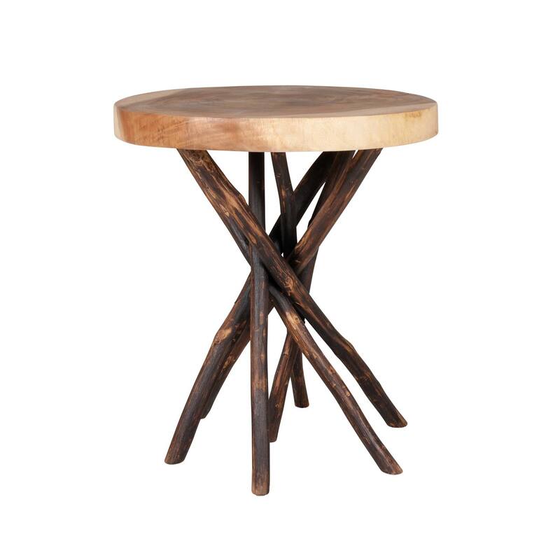 Merrill Solid Teak Wood Stick Base Accent Table by East at Main