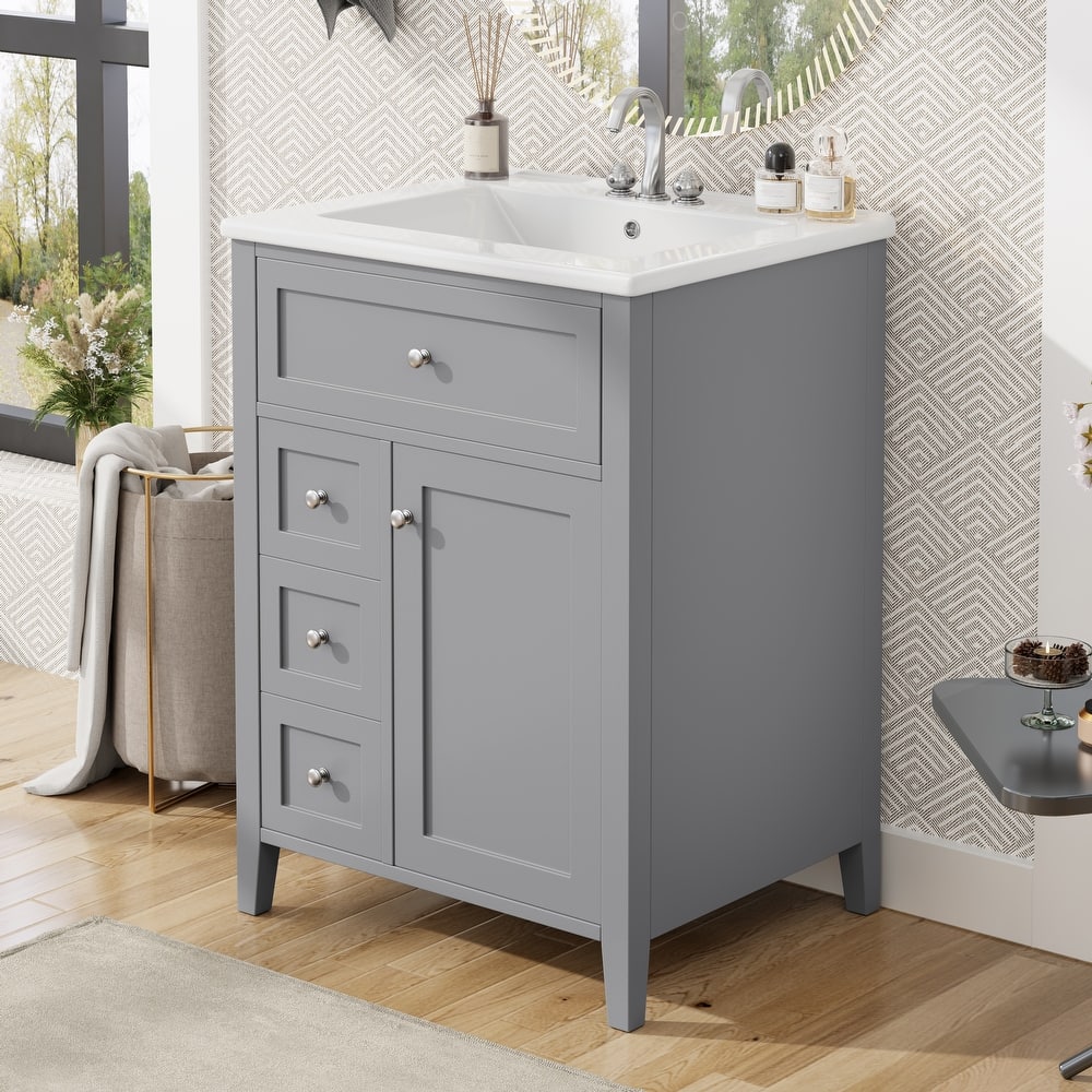 GDFStudio - Julian Hartwell 24-Inch Freestanding Bathroom Vanity with Smart Storage