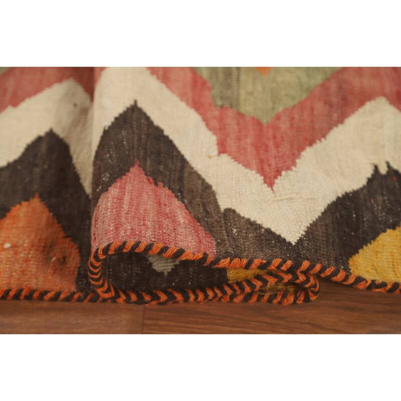 Tribal Kilim Qashqai Persian Vintage Rug Hand-Woven Wool Carpet - 6'1" x 9'2"