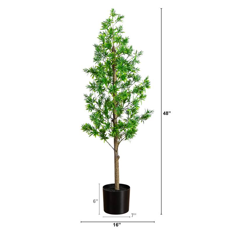 4-ft UV Artificial Podocarpus Artificial Tree (Indoor/Outdoor) - Green