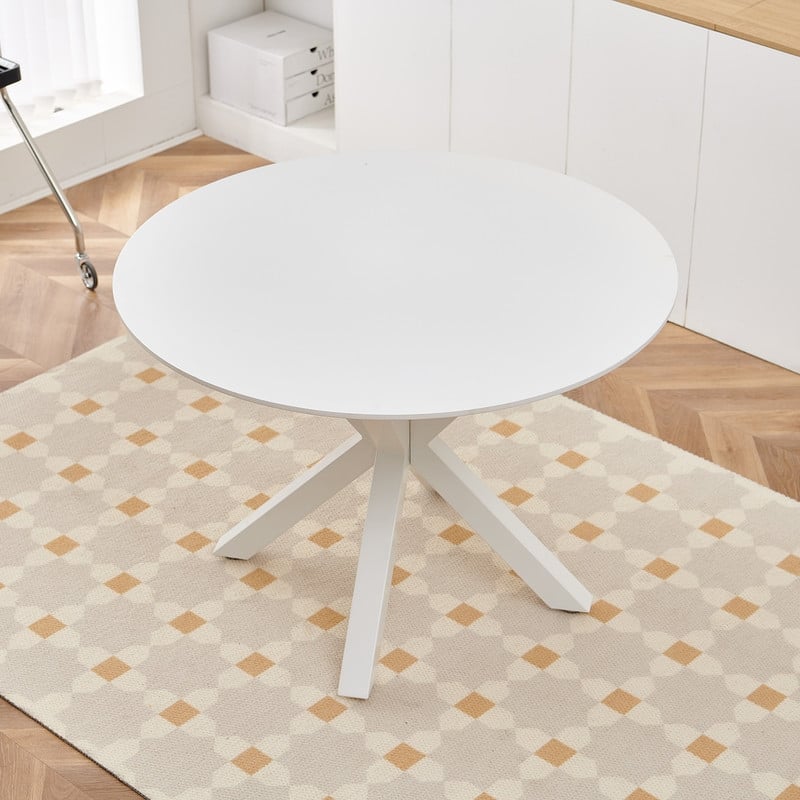 Grondin Mid-Century Modern Round Dininig Table with MDF Top and Pedestal Base, 42.1" End Table Leisure Table