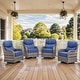 preview thumbnail 148 of 187, Outdoor Patio Sofa Swivel Chair with 6-Inch Thick Cushions Set 4PCS Swivel Chair - Grey Wicker Blue Cushion
