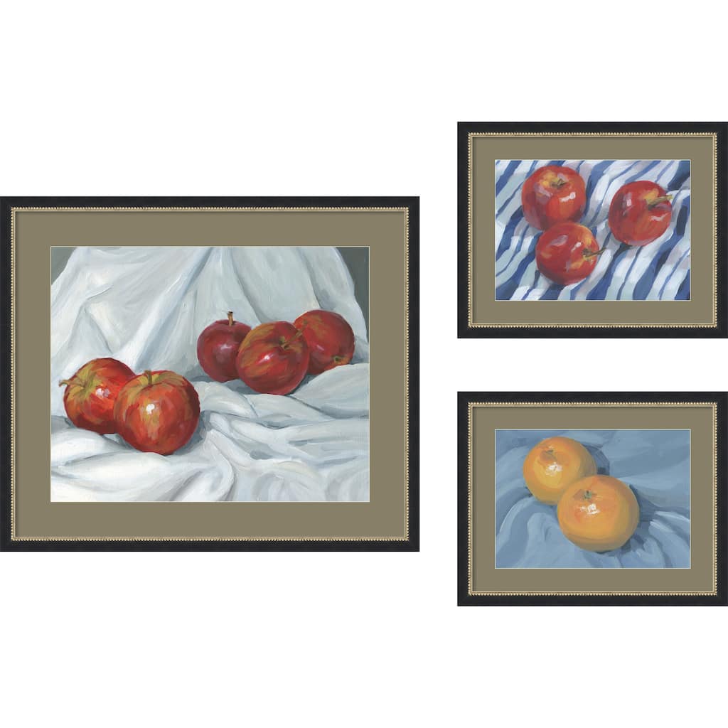 Apples and Oranges on Blue 3 Piece by Carrie Arnold Framed Wall Art Prints