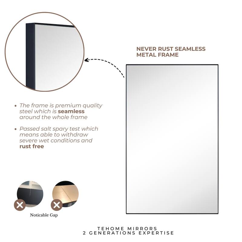 TEHOME Fulleti Matt Black Recessed Mount Squared Rectangle Medicine Cabinet with Mirror - 26" x 16"