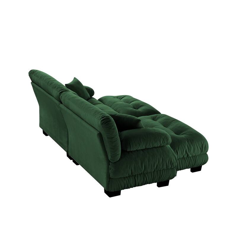 Modern Chenille Fabric Cloud Sectional Sofa Couch with Ottoman