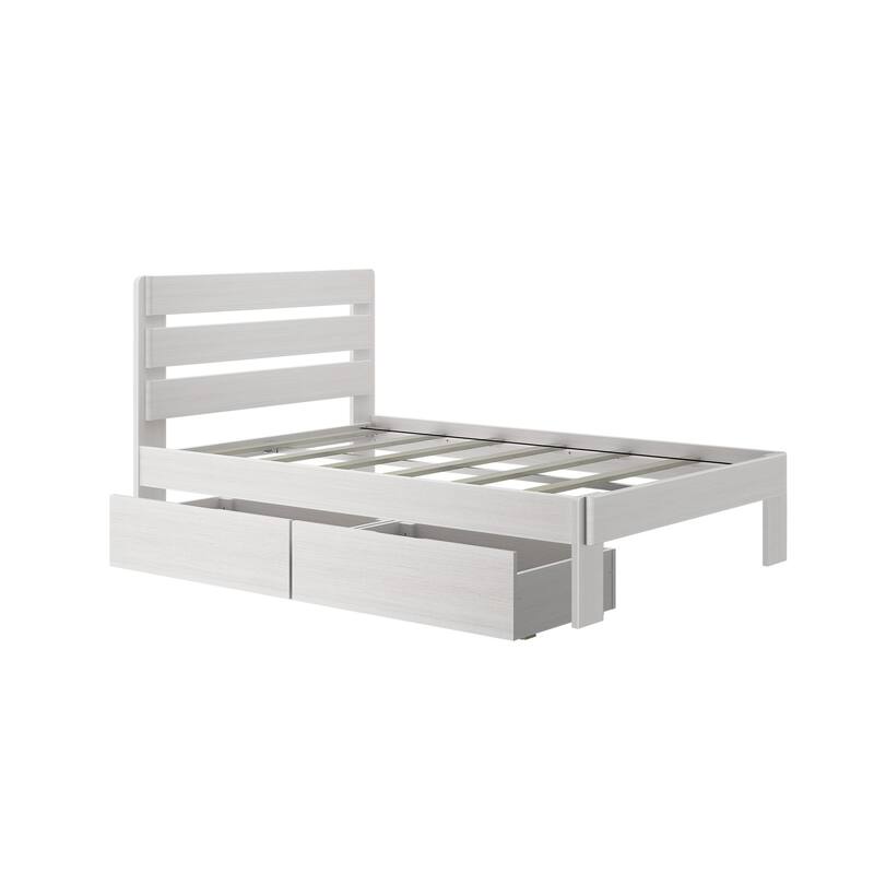 Max and Lily Farmhouse Full Bed w/ Plank Headboard and Storage Drawers