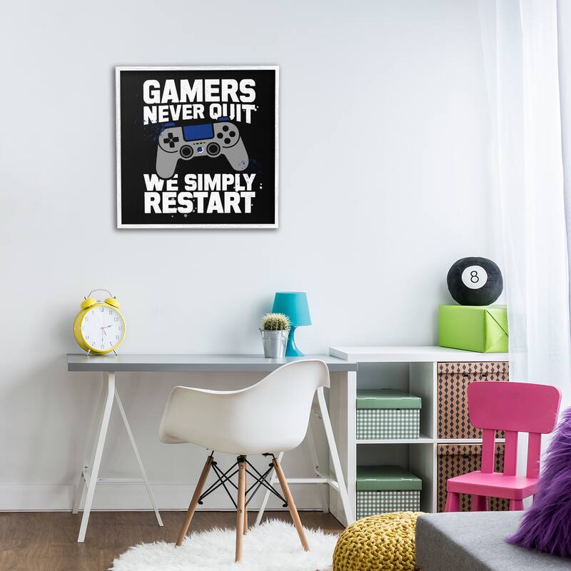 Stupell Gamers Never Quit Phrase Framed Giclee Art Design By Kim Allen