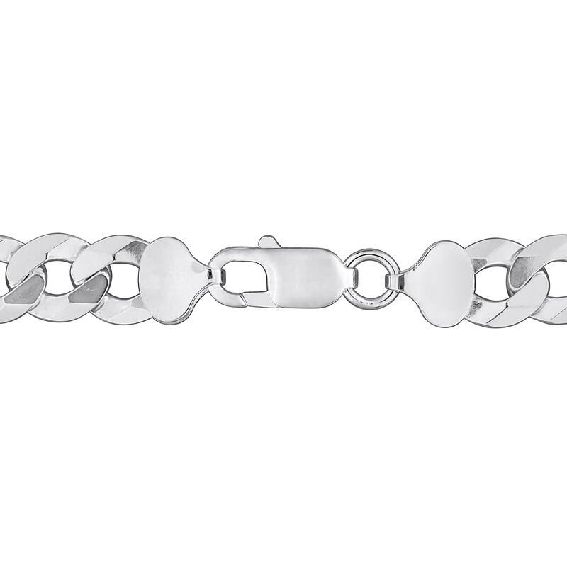 Miadora 9.3mm Diamond Cut Curb Bevelled Anklet in Sterling Silver-9 in