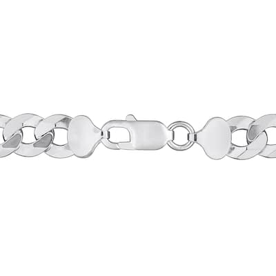 Miadora 9.3mm Diamond Cut Curb Bevelled Anklet in Sterling Silver-9 in