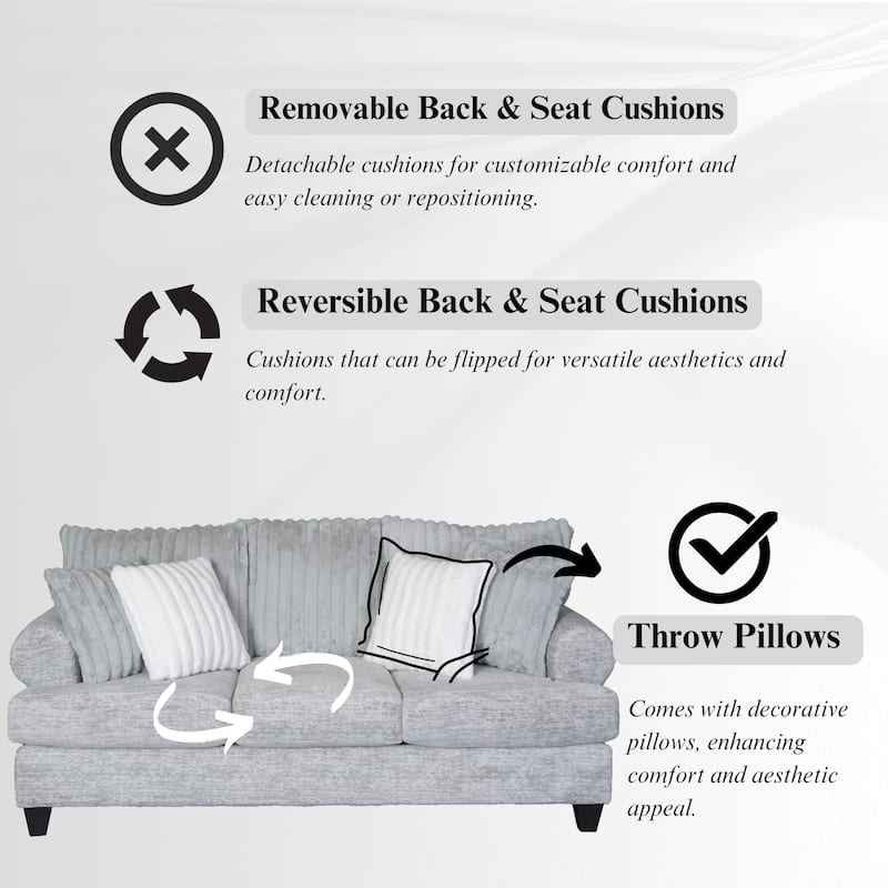 Roundhill Furniture Oasis Transitional Stationary Sofa, Galactic Oyster